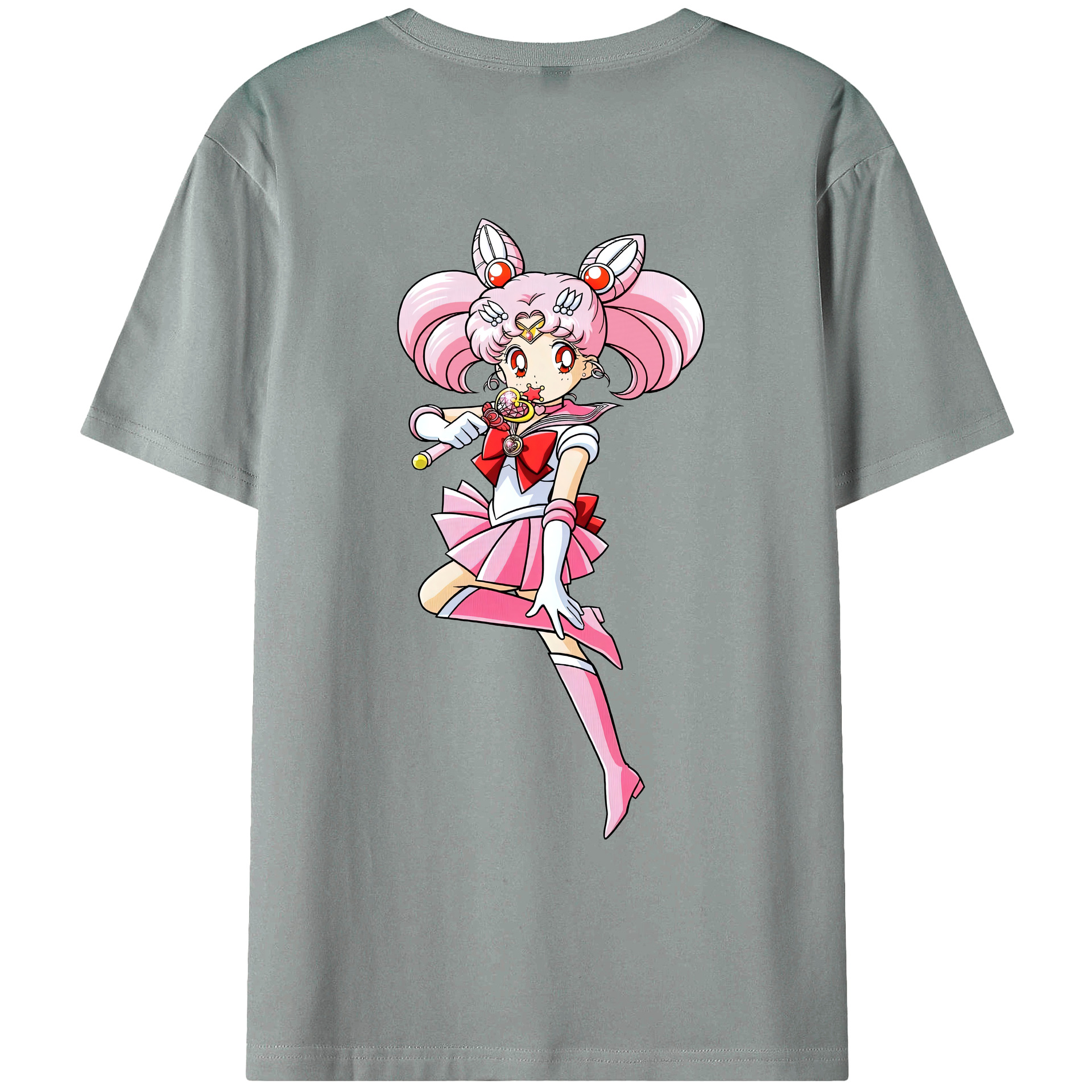 （画像用） 美少女戦士セーラームーン ちびうさ Sailor Moon Chibiusa Tsukino Usagi Small Lady Serenity 綿100％ メンズ半袖Tシャツ（バックプリント） 通気性